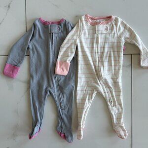 Cloud Island Newborn 2 pack Cotton Sleep N' Play Footies/Onesie